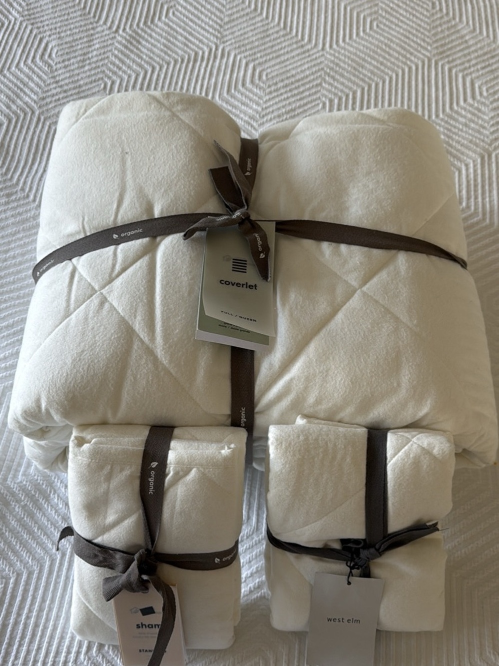 West Elm Organic White Quilted Coverlet Set